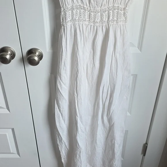 Terzo Millennio 100% Linen White Maxi Dress Women's Size Medium EUC - Picture 3 of 8